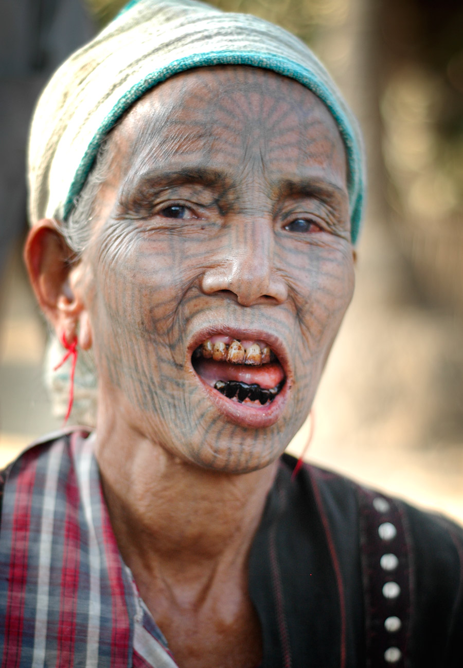 Woman of the tattooed Burmese Chin Tribe, Chin State, Western Myanmar, 2005