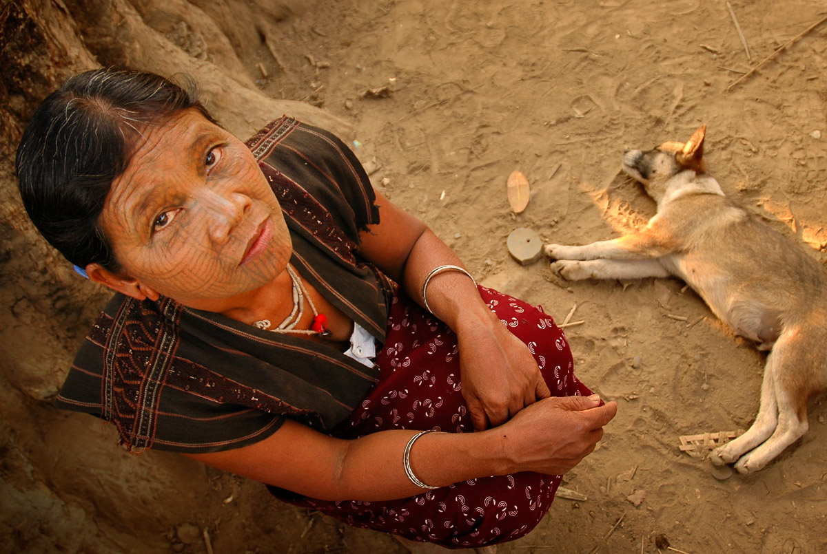 Woman of the tattooed Burmese Chin Tribe, Chin State, Western Myanmar, 2005