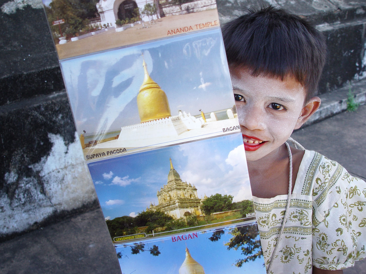 Selling postcards, Bagan, 2005