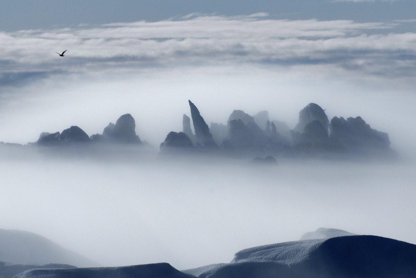 Sermeq Kujalleq in morning mist - the most active glacier in the world, Ilulissat, 2007