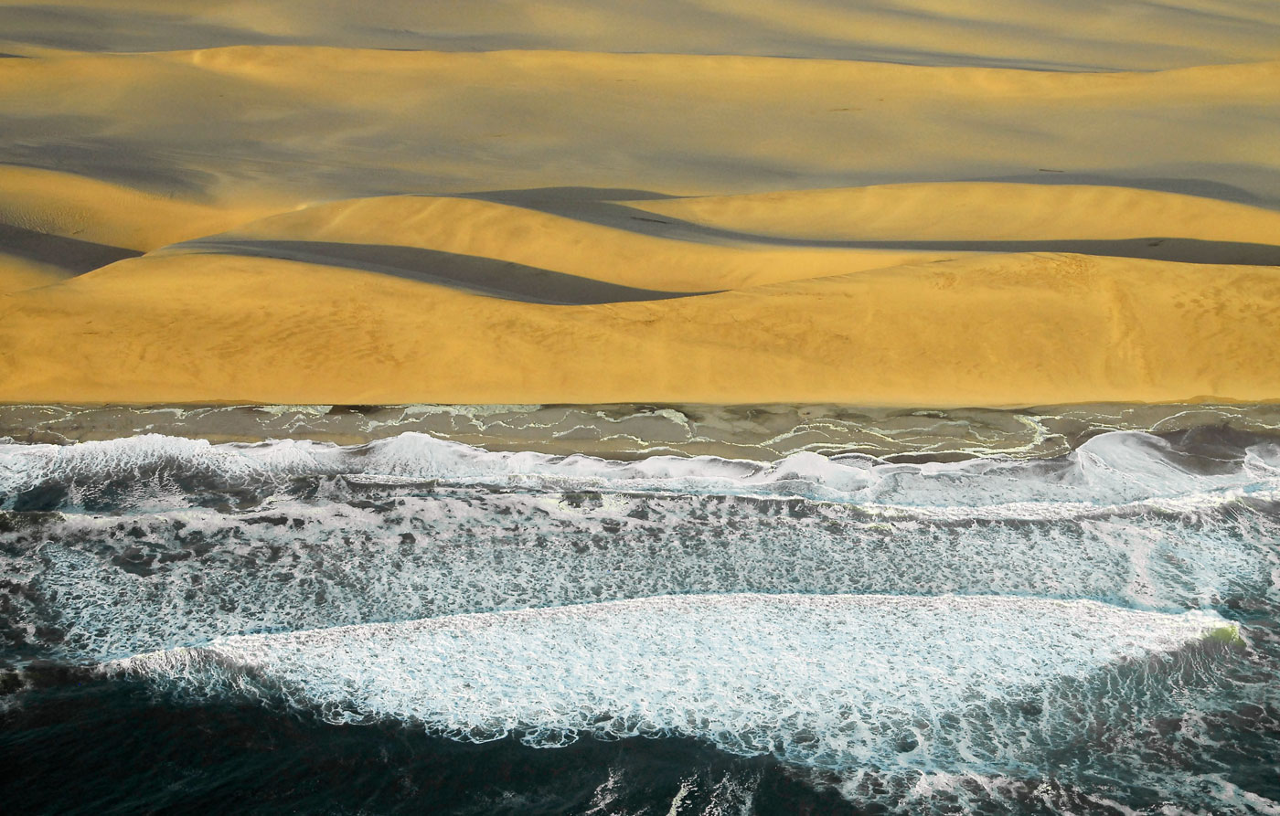 Aerial view, Namib dunes and sea, 2006 