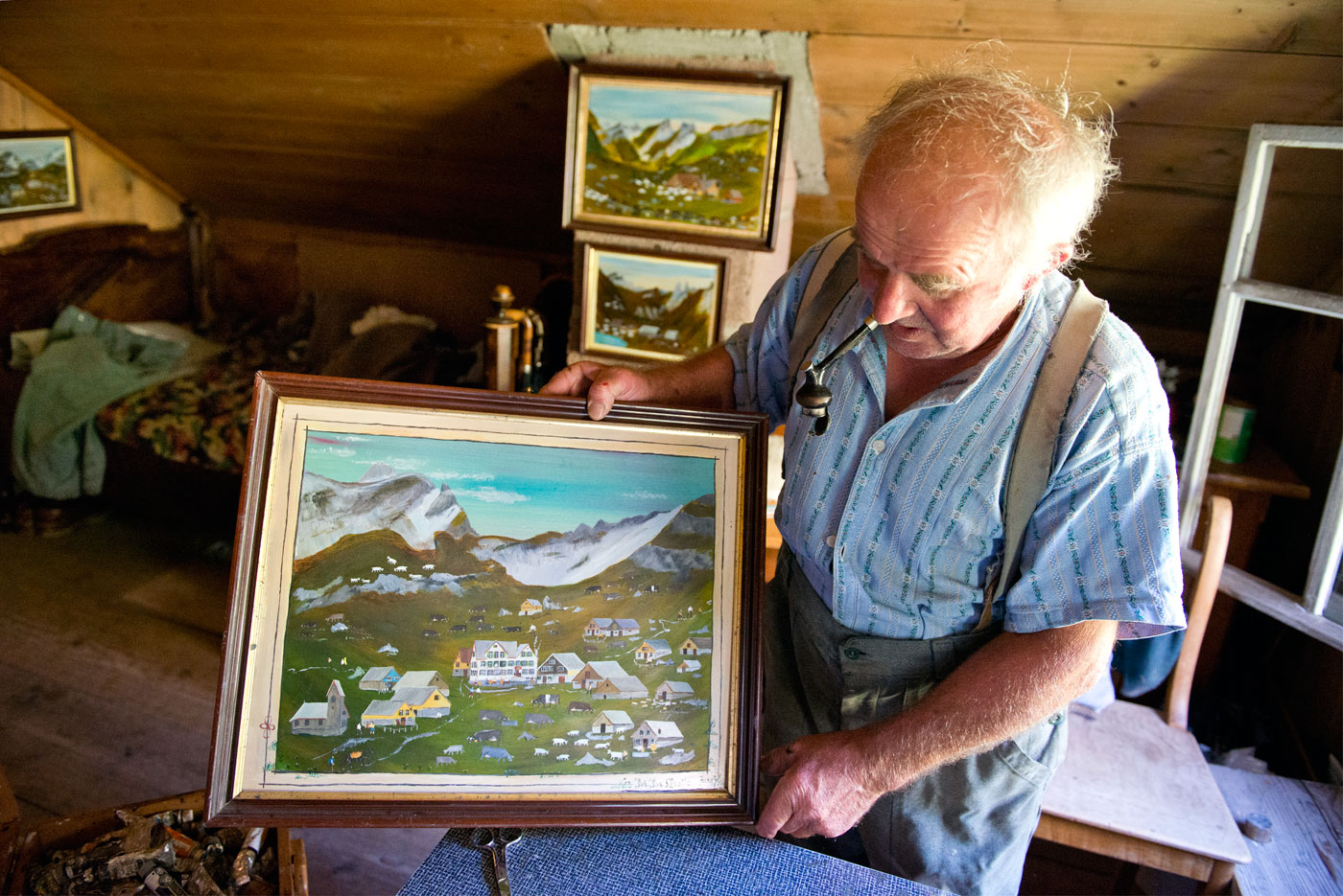 Johann Hautle (*1948), a legendary «Appenzeller Bauernmaler», Meglisalp (AI), 2012